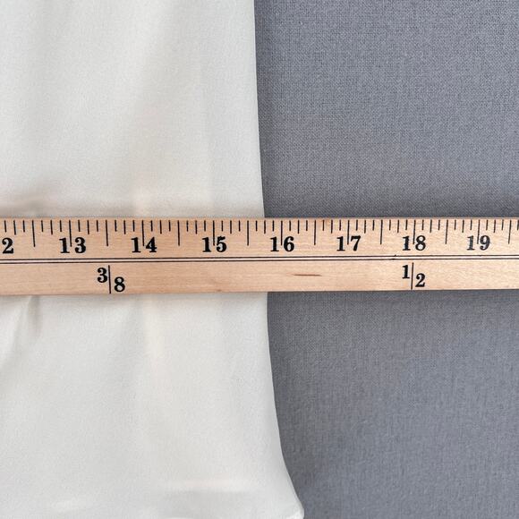 OSCAR DE LA RENTA Sleeveless Silk Top Womens 2 Cream Draped Ruffle Detail Blouse - Picture 15 of 16